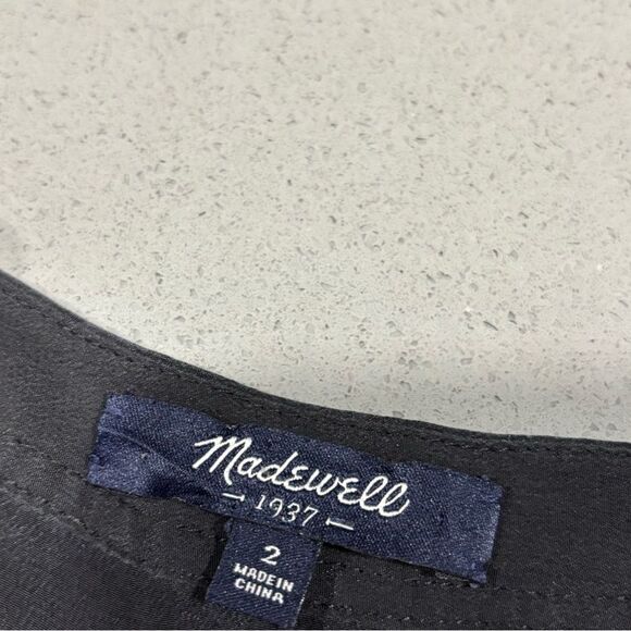 Madewell Womens Black 100% Silk Short Sleeve Button Up A Line Mini Dress Size 2 - Picture 3 of 4